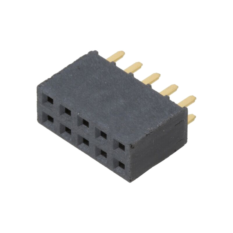 Conector: şiruri pini; mamă; PIN: 10; 2,54mm; aurit; THT; soclu Conector: şiruri pini; mamă; PIN: 10; 2,54mm; aurit; THT; soclu