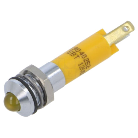 Lampă de control: LED; convex; galbenă; 12VDC; Ø8mm; IP67; ØLED: 5mm