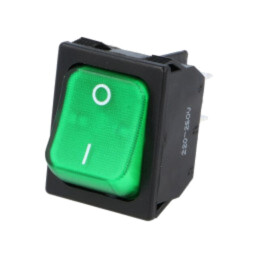 ROCKER; DPST; Poz: 2; ON-OFF; 10A/250VAC; verde; lampă cu neon; 250V