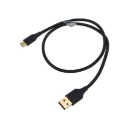 Cablu; USB 2.0; USB A mufă,USB C mufă; aurit; 0,5m; negru; textilă