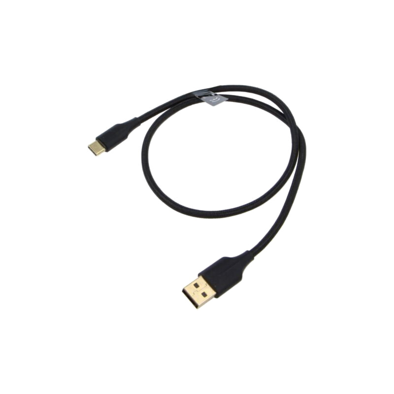 Cablu; USB 2.0; USB A mufă,USB C mufă; aurit; 0,5m; negru; textilă Cablu; USB 2.0; USB A mufă,USB C mufă; aurit; 0,5m; negru; textilă
