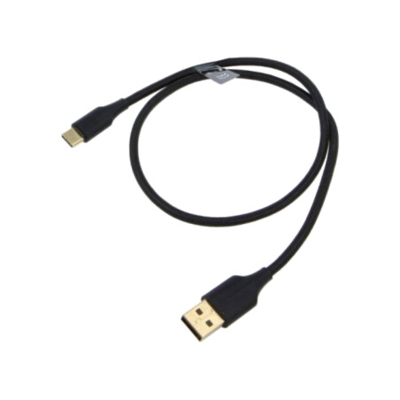 Cablu; USB 2.0; USB A mufă,USB C mufă; aurit; 0,5m; negru; textilă