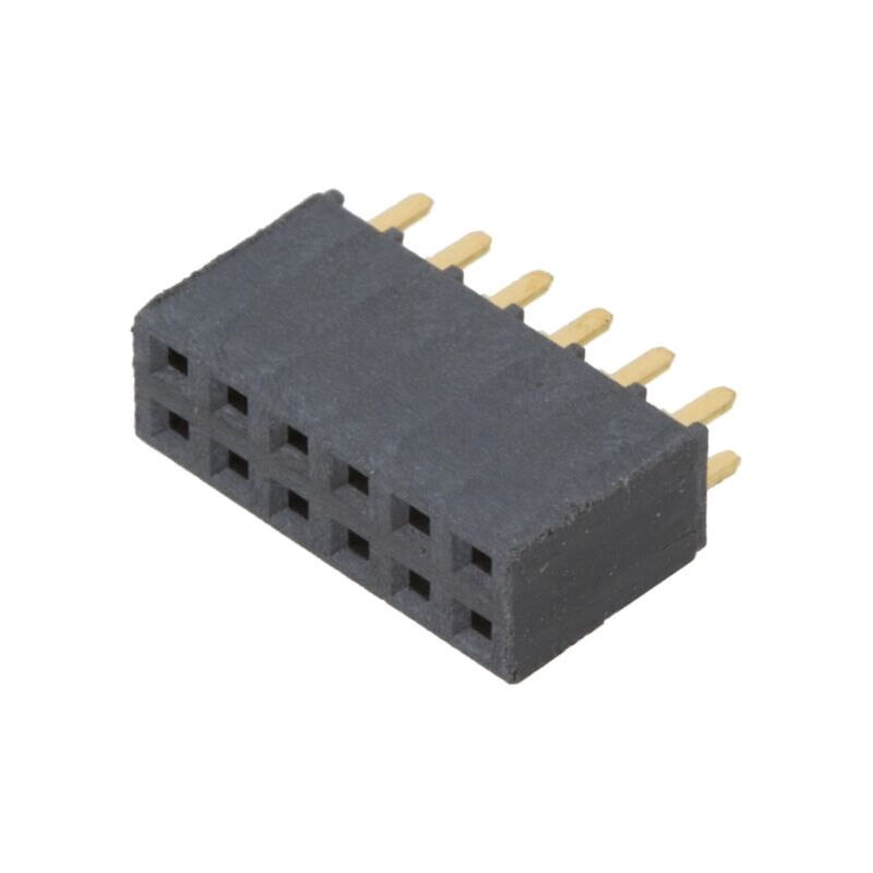 Conector: şiruri pini; mamă; PIN: 12; 2,54mm; aurit; THT; soclu Conector: şiruri pini; mamă; PIN: 12; 2,54mm; aurit; THT; soclu