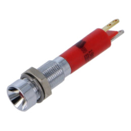 Lampă de control: LED; concav; roşie; 12VDC; Ø6mm; IP40; ØLED: 3mm