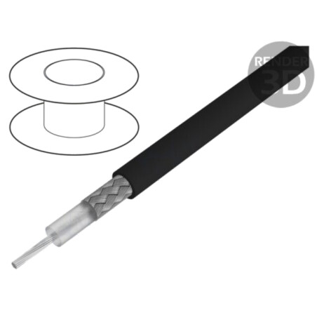 Cablu: coaxial; RG-H58C/U; litat; Cu; PE; negru; 5,4mm