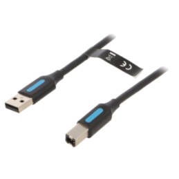 Cablu; USB 2.0; USB A mufă,USB B mufă; nichelat; 2m; negru; PVC