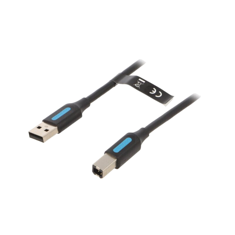 Cablu; USB 2.0; USB A mufă,USB B mufă; nichelat; 2m; negru; PVC Cablu; USB 2.0; USB A mufă,USB B mufă; nichelat; 2m; negru; PVC