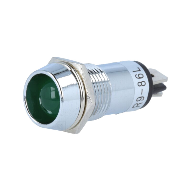 Lampă de control: LED; concav; verde; 24VDC; Ø14,2mm; IP40; alamă