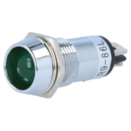Lampă de control: LED; concav; verde; 24VDC; Ø14,2mm; IP40; alamă