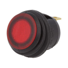 ROCKER; SPST; Poz: 2; ON-OFF; 20A/14VDC; roşie; IP65; LED; R13-112-DC