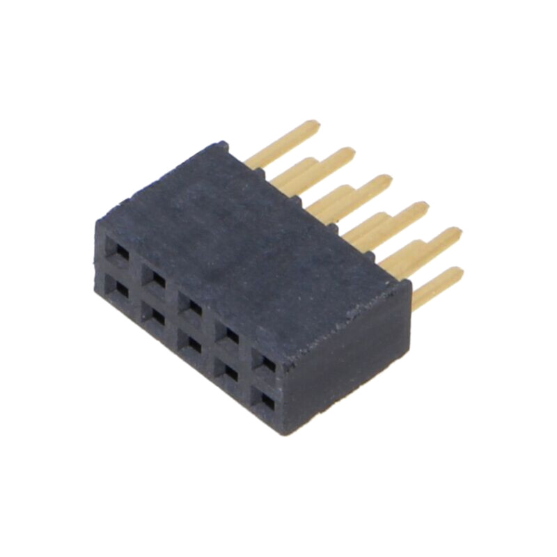 Conector: şiruri pini; mamă; PIN: 10; 2,54mm; aurit; THT; soclu Conector: şiruri pini; mamă; PIN: 10; 2,54mm; aurit; THT; soclu