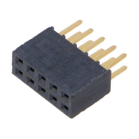 Conector: şiruri pini; mamă; PIN: 10; 2,54mm; aurit; THT; soclu
