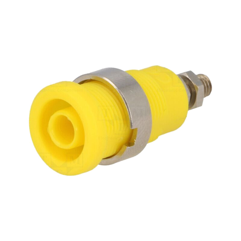 Conector: banană 4mm; soclu; 36A; 1kV; galbenă; nichelat Conector: banană 4mm; soclu; 36A; 1kV; galbenă; nichelat