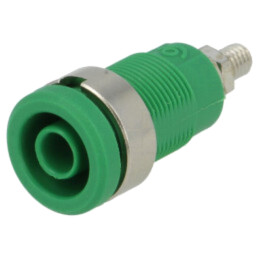 Conector: banană 4mm; soclu; 36A; 1kV; verde; nichelat; cu izolaţie