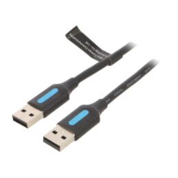 Cablu; USB 2.0; USB A mufă,din ambele părţi; nichelat; 1m; negru