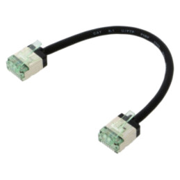 Patch cord; U/FTP; Cat 8.1; litat; Cu; LSZH; negru; 0,15m; 32AWG