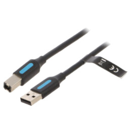 Cablu; USB 2.0; USB A mufă,USB B mufă; nichelat; 1,5m; negru; PVC