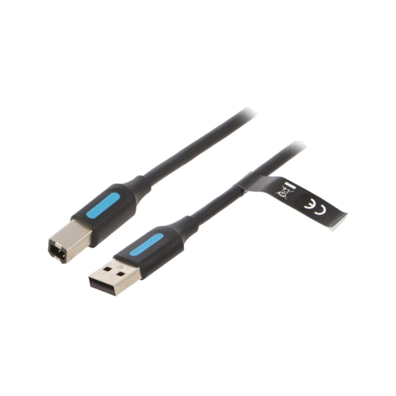 Cablu; USB 2.0; USB A mufă,USB B mufă; nichelat; 1,5m; negru; PVC Cablu; USB 2.0; USB A mufă,USB B mufă; nichelat; 1,5m; negru; PVC