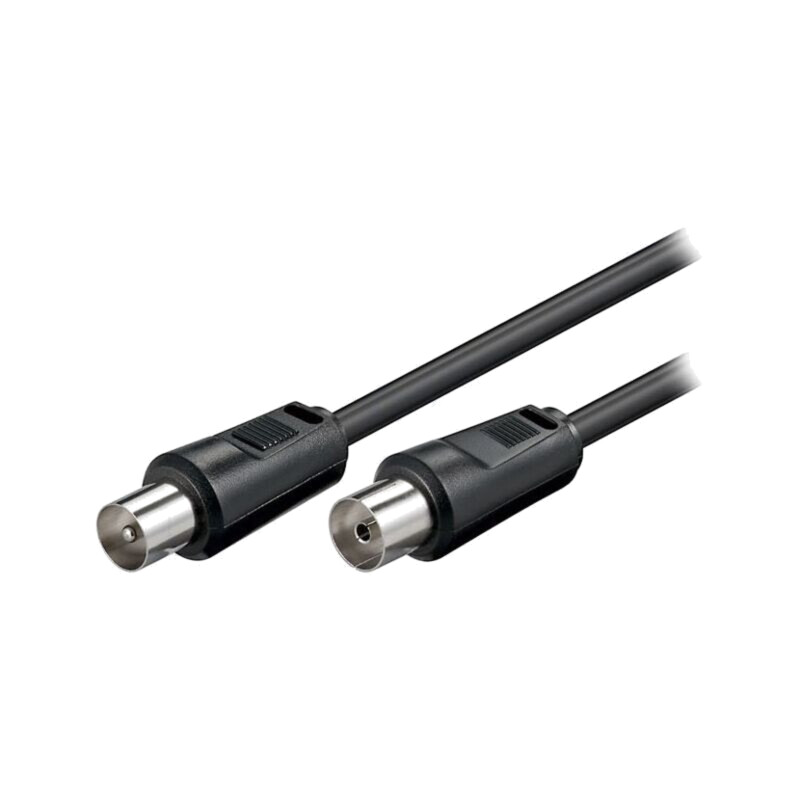 Cablu; 5m; coaxială 9,5mm priză,coaxială 9,5mm mufă; negru; 75Ω