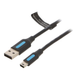 Cablu; USB 2.0; USB A mufă,USB B mini mufă; nichelat; 1m; negru