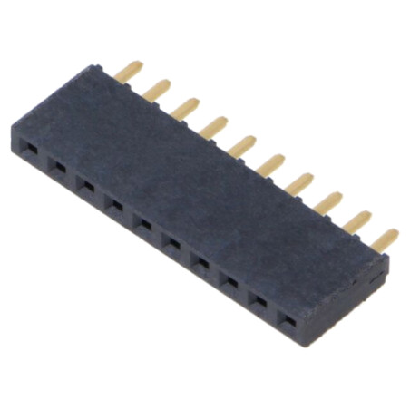Conector: şiruri pini; mamă; PIN: 10; 2,54mm; aurit; THT; soclu