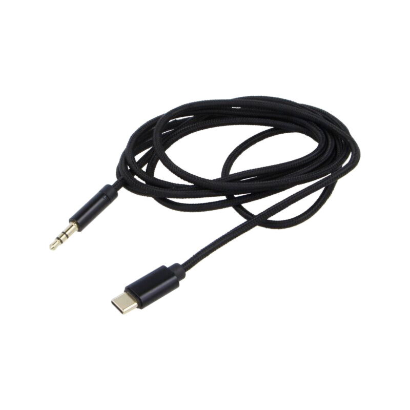 Cablu; Jack 3,5mm 3pin mufă,USB C mufă; aurit; 1,5m; negru