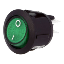 ROCKER; DPST; Poz: 2; ON-OFF; 10A/250VAC; verde; lampă cu neon; 230V