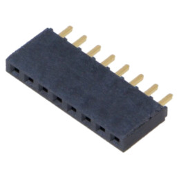 Conector: şiruri pini; mamă; PIN: 8; 2,54mm; aurit; THT; soclu; drept