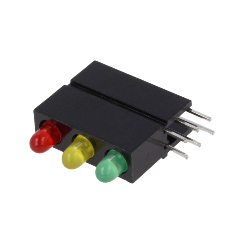 LED; în carcasă; 2,8mm; Nr.diode: 3; roşu/verde/galben; 20mA LED; în carcasă; 2,8mm; Nr.diode: 3; roşu/verde/galben; 20mA