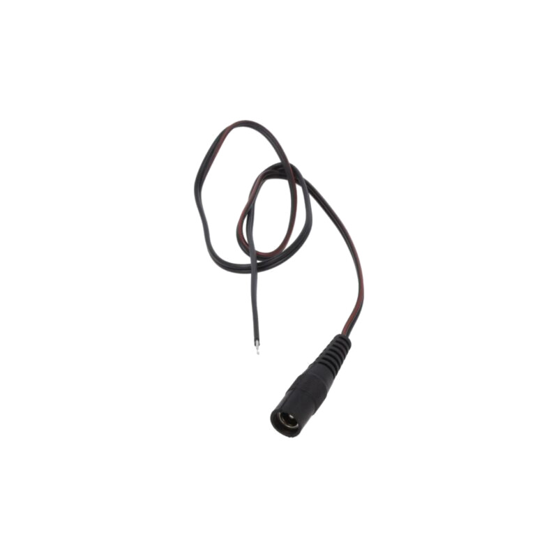 Cablu; 2x0,75mm2; cabluri,DC 5,5/2,5 soclu; drept; negru; 0,25m Cablu; 2x0,75mm2; cabluri,DC 5,5/2,5 soclu; drept; negru; 0,25m
