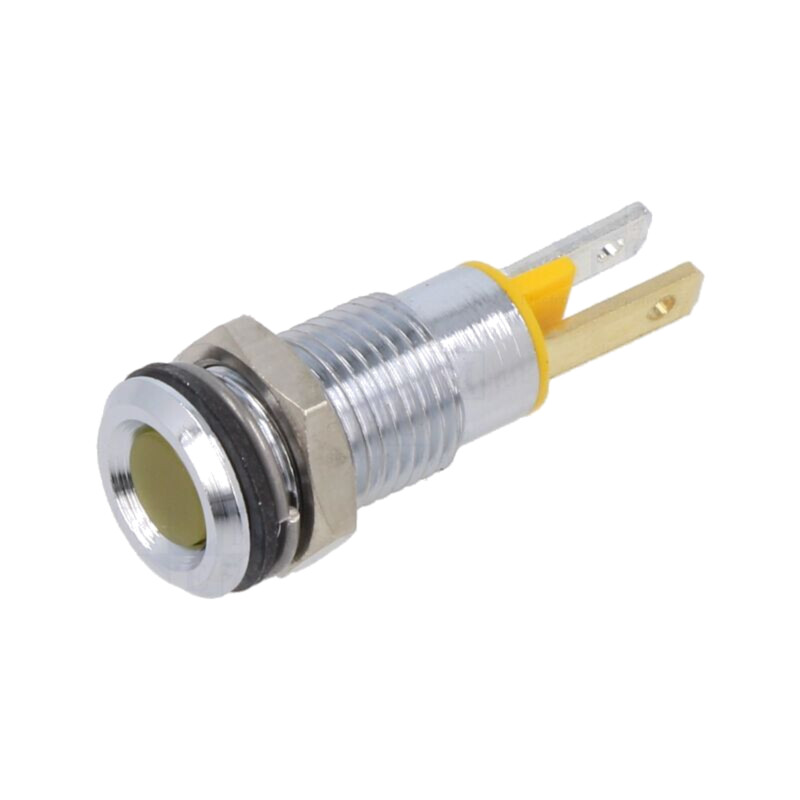 Lampă de control: LED; plată; galbenă; 2,1VDC; Ø8mm; metal