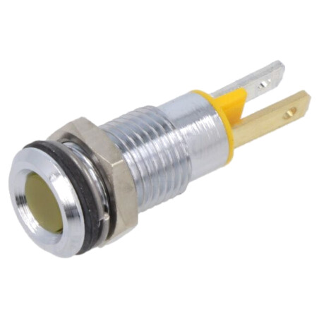 Lampă de control: LED; plată; galbenă; 2,1VDC; Ø8mm; metal