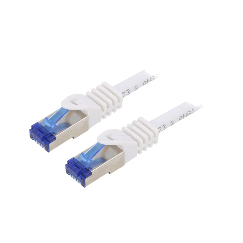 Patch cord; S/FTP; 6a; litat; Cu; LSZH; alb; 0,25m; 26AWG; -20÷75°C Patch cord; S/FTP; 6a; litat; Cu; LSZH; alb; 0,25m; 26AWG; -20÷75°C