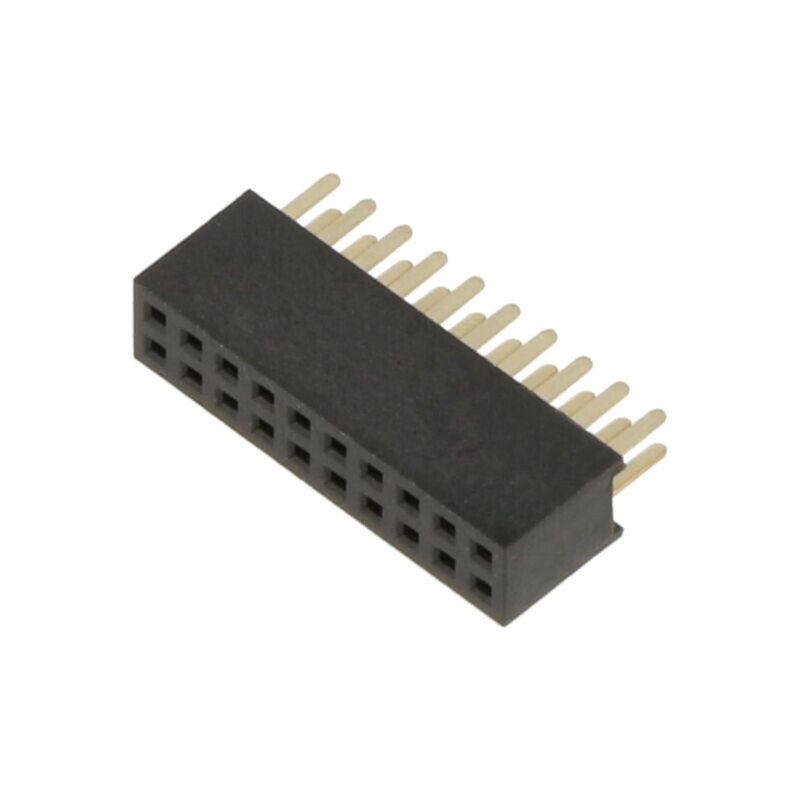 10+10 Pos. Female DIL Vertical Throughboard Conn. 10+10 Pos. Female DIL Vertical Throughboard Conn.