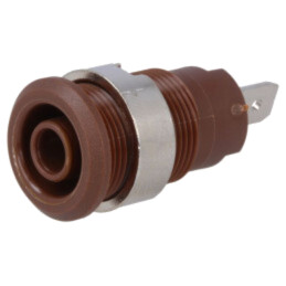 Conector: banană 4mm; soclu; 24A; 1kV; Orif: Ø12,2mm; maro; nichelat