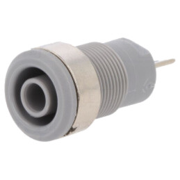 Conector: banană 4mm; soclu; 24A; 1kV; Orif: Ø12,2mm; gri; nichelat