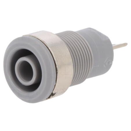 Conector: banană 4mm; soclu; 24A; 1kV; Orif: Ø12,2mm; gri; nichelat