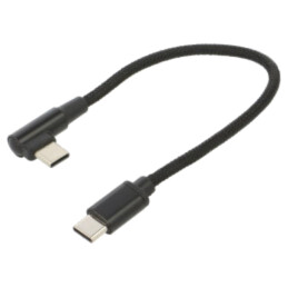 Cablu; USB 2.0; USB C mufă,USB C mufă în unghi; 0,2m; negru