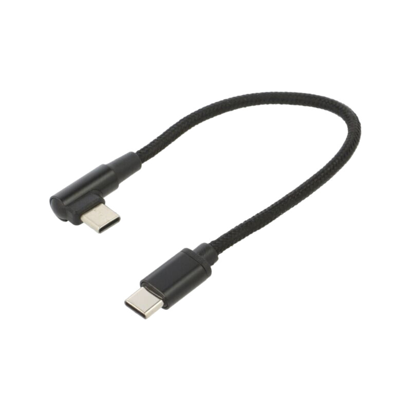 Cablu; USB 2.0; USB C mufă,USB C mufă în unghi; 0,2m; negru Cablu; USB 2.0; USB C mufă,USB C mufă în unghi; 0,2m; negru