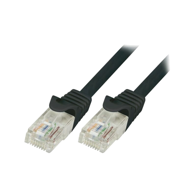 Patch cord; U/UTP; 5e; litat; CCA; PVC; negru; 5m; 26AWG
