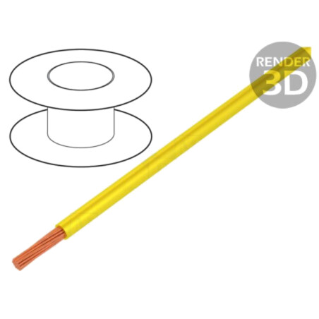 Cablu; H05V-K,LgY; litat; Cu; 2,5mm2; PVC; galben; 300V,500V; 50m