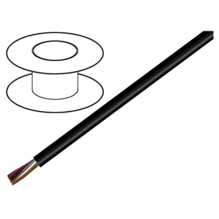 Cablu; LiYY-UL; 3x20AWG; neecranat; 300V; Cu; litat; negru