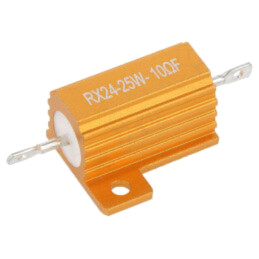 Rezistor: bobinat; cu radiator; 10Ω; 25W; ±1%; 50ppm/°C; pt.lipit