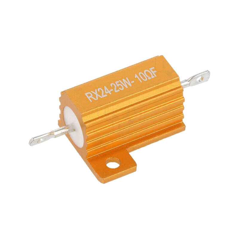 Rezistor: bobinat; cu radiator; 10Ω; 25W; ±1%; 50ppm/°C; pt.lipit Rezistor: bobinat; cu radiator; 10Ω; 25W; ±1%; 50ppm/°C; pt.lipit