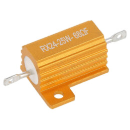 Rezistor: bobinat; cu radiator; 68Ω; 25W; ±1%; 50ppm/°C; pt.lipit