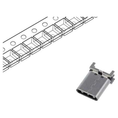 Conector: USB C; CX; SMT; PIN: 24; soclu; pentru PCB; verticală; 5A