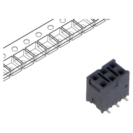 Conector: şiruri pini; mamă; PIN: 6; 2,54mm; aurit; SMT; soclu; rolă
