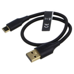 Cablu; USB 2.0; USB A mufă,USB C mufă; aurit; 0,25m; negru; 60W