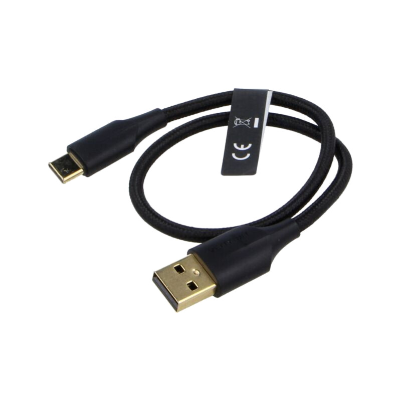 Cablu; USB 2.0; USB A mufă,USB C mufă; aurit; 0,25m; negru; 60W