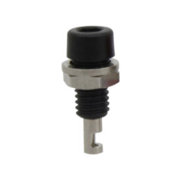 Conector: banană 2mm; soclu; 10A; neagră; pe panou,înşurubare